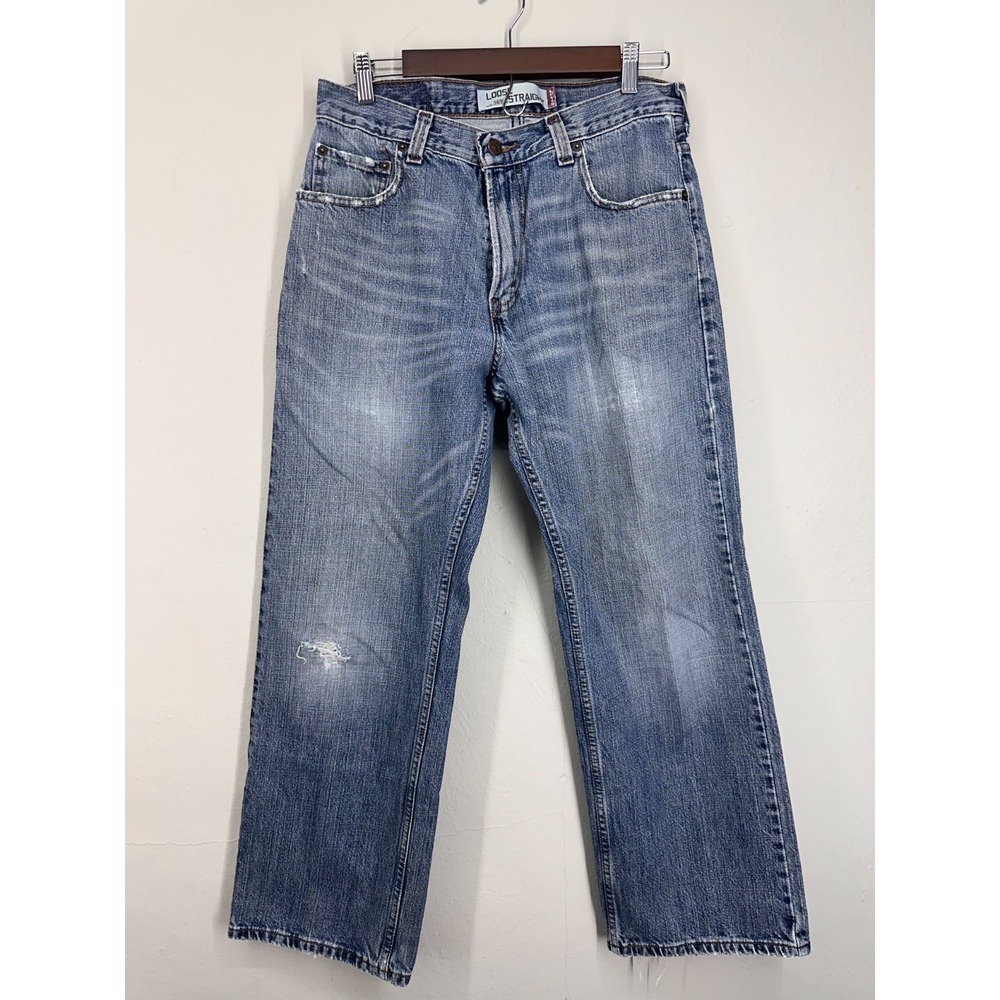 Levi's 569 Loose Straight Jeans Mens 30x30 Blue Denim Faded Distressed Red Tab